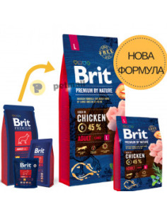 Суха храна за кучета BRIT PREMIUM ADULT L BY NATURE [ НОВА, ПОДОБРЕНА ФОРМУЛА ] с 45- прясно пилешко месо