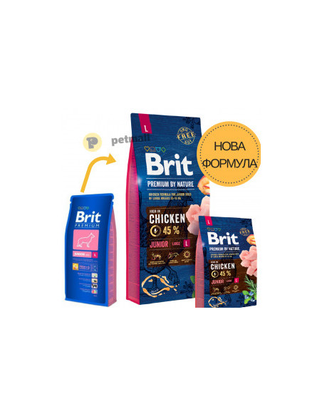 Суха храна за кучета BRIT PREMIUM JUNIOR L BY NATURE [ НОВА, ПОДОБРЕНА ФОРМУЛА ] с 45- прясно пилешко месо