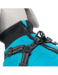 Водоустойчиво кучешко яке с вграден нагръдник Trixie Pontis harness coat с цип и светлоотразителни елементи в син цвят