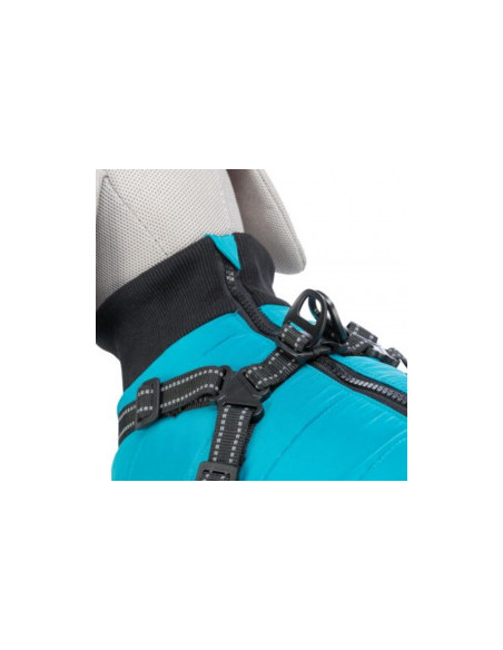 Водоустойчиво кучешко яке с вграден нагръдник Trixie Pontis harness coat с цип и светлоотразителни елементи в син цвят