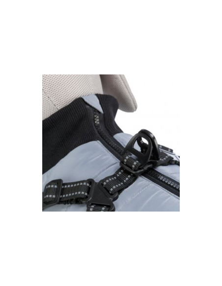 Водоустойчиво кучешко яке с вграден нагръдник Trixie Pontis harness coat с цип и светлоотразителни елементи в сив цвят