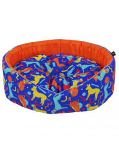 Овално, меко кучешко легло CAZO Foam Bed Abstract Dogs Blue