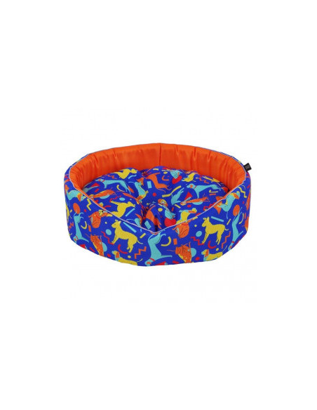 Овално, меко кучешко легло CAZO Foam Bed Abstract Dogs Blue
