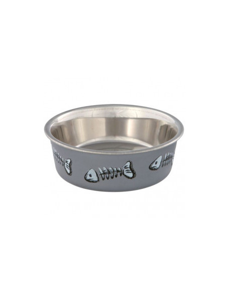 Котешка купа от неръждаема стомана Trixie Bowl, fishbone с дизайн на рибни кости