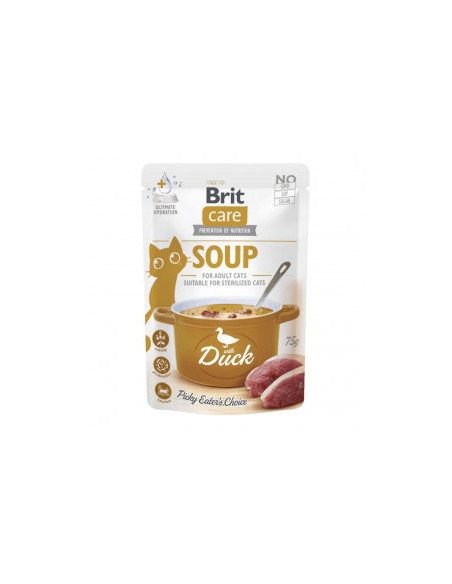Деликатесен пауч за котки Brit Care Cat Soup with Duck супа с патешко месо, БЕЗ зърнени култури