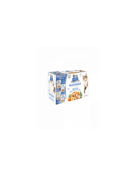Селекция паучове за котка Brit Care family SUPERPREMIUM Grain Free fillets in Jelly филенца месо и скариди в желе