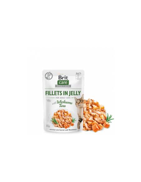 Суперпремиум мокра храна за котки Brit Care cat delicate fillets in JELLY wholesome Tuna пауч с филе от риба тон в желе