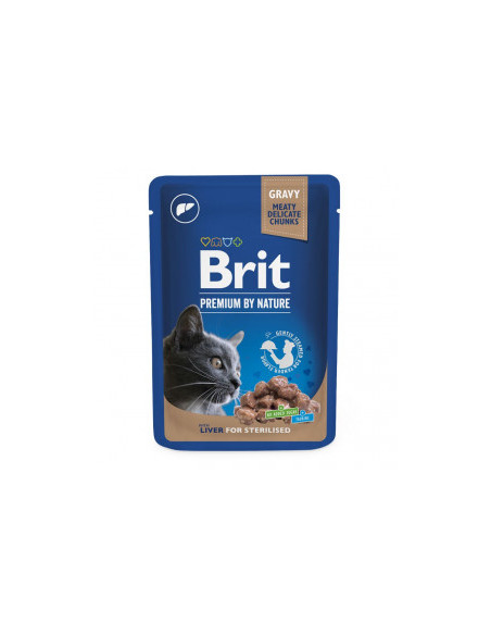 Пауч за кастрирани котки Brit Premium Sterilized с черен дроб