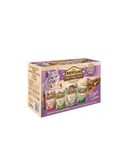 Кутия с паучове Carnilove Cat pouch MULTIPACK филенца в сос с различни вкусове