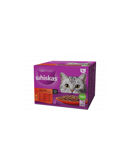 WHISKAS пауч за котка - Месни Ястия и Зеленчуци - 12 бр X 85г