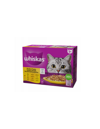 WHISKAS пауч за котка - Птичи Ястия - 12 бр. X 85г