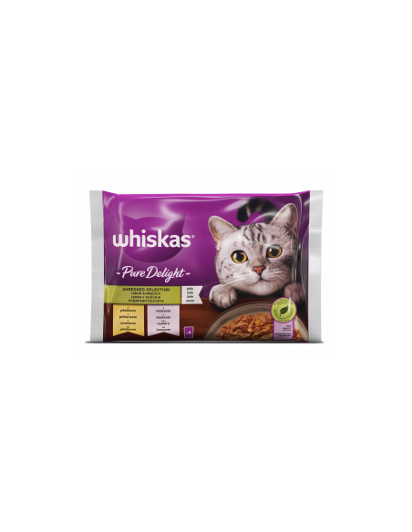WHISKAS Pure Delight - паучове за котки микс меню 4Х85Г