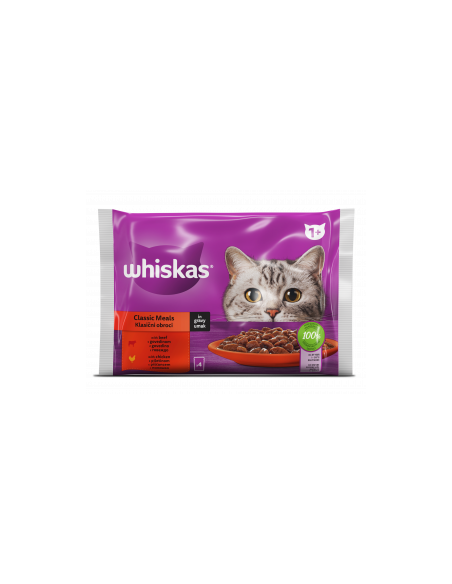 WHISKAS пауч за котки - Месни Ястия - 4 бр. X 85г