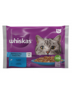 WHISKAS пауч за котки - Рибни Ястия - 4 бр. х 85г