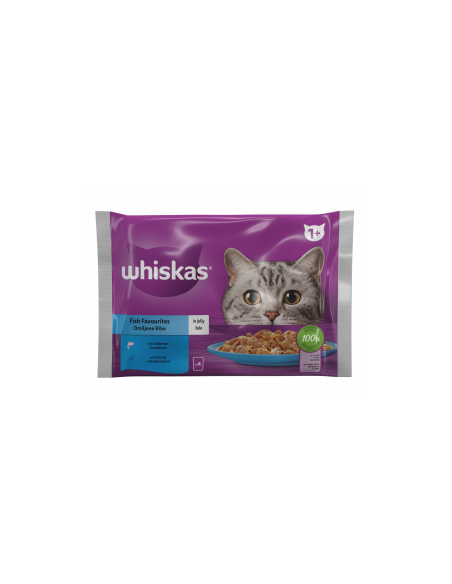 WHISKAS пауч за котки - Рибни Ястия - 4 бр. х 85г