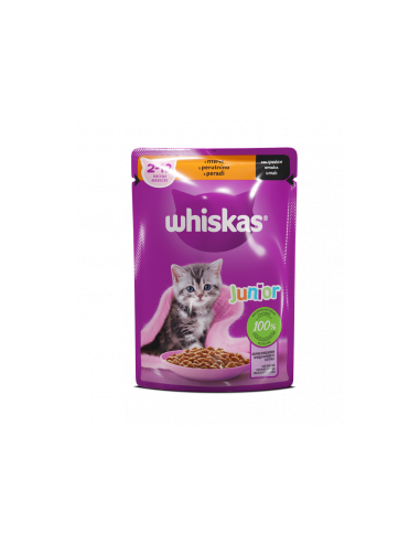 WHISKAS Junior - пауч с пилешко за котенца от 2 до 12 месеца - 85 г
