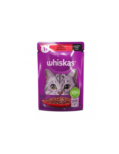 WHISKAS пауч за котки с говеждо - 85г