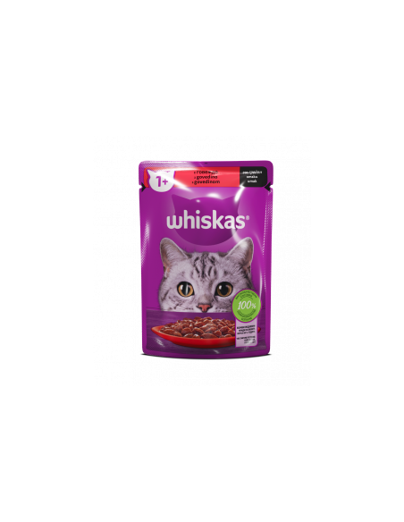 WHISKAS пауч за котки с говеждо - 85г