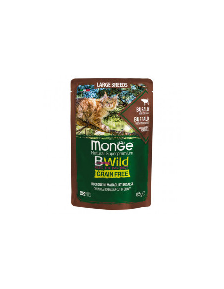Monge BWILD Grain Free Large Breeds с биволско и зеленчуци – пауч с хапки в сос