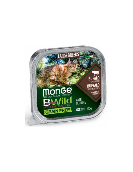 Monge BWILD Grain Free Large Breeds с биволско и зеленчуци – пастет терин без зърнени храни – за котенца и котки в зряла възр