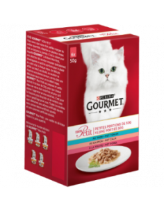 Gourmet Mon Petit Fish Mix - изискана рецепта / с пъстърва, сьомга, риба тон / 6 броя по 50 грама