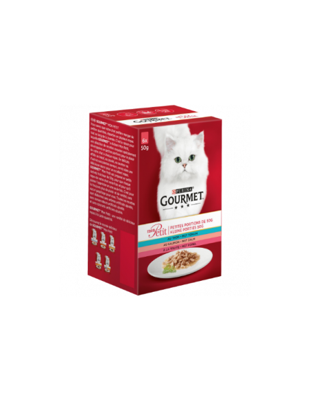 Gourmet Mon Petit Fish Mix - изискана рецепта / с пъстърва, сьомга, риба тон / 6 броя по 50 грама
