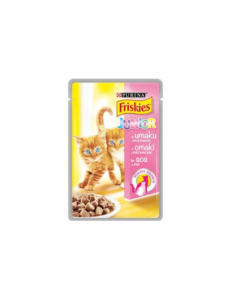 Хапки в сос в пауч за малки котенца Purina Friskies Junior Пиле и Моркови 85гр.