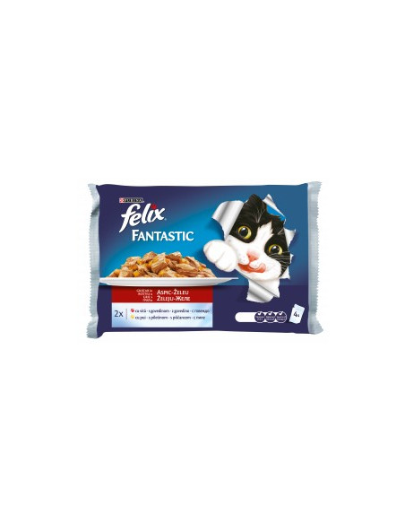 Мултиопаковка Грил в желе пауч за котки PURINA FELIX Fantastic Говеждо и Пиле 4 x 85гр.
