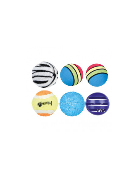 Комплект от 6 топчета Trixie Set of balls подходящи за котки, различни видове