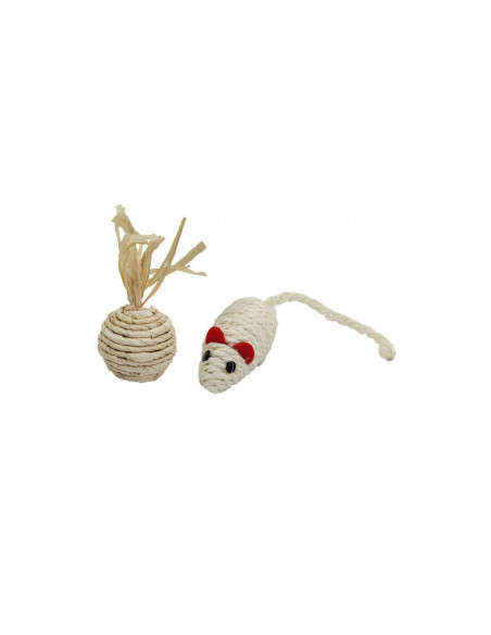 Комплект котешки, сезалени играчки топка + мишка PET NOVA