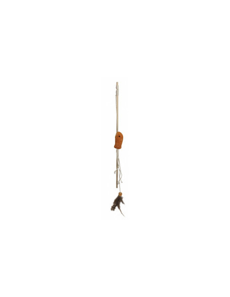 CAT-ROD-WOOD-1 Дървена въдица за котки, с пера PET NOVA, 40 см.