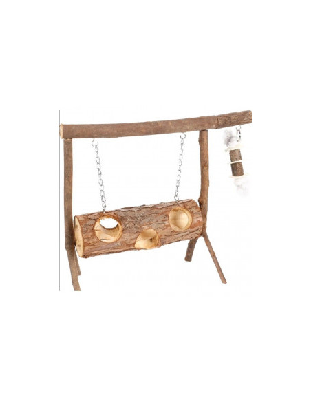 Дървена площадка Flamingo SWING WOOD 32 X 25 см - Дървен тунел-люлка за гризачи