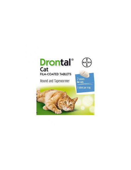 Drontal Cat - таблетки за вътрешно обезпаразитяване на котка, 2 броя таблетки в кутия