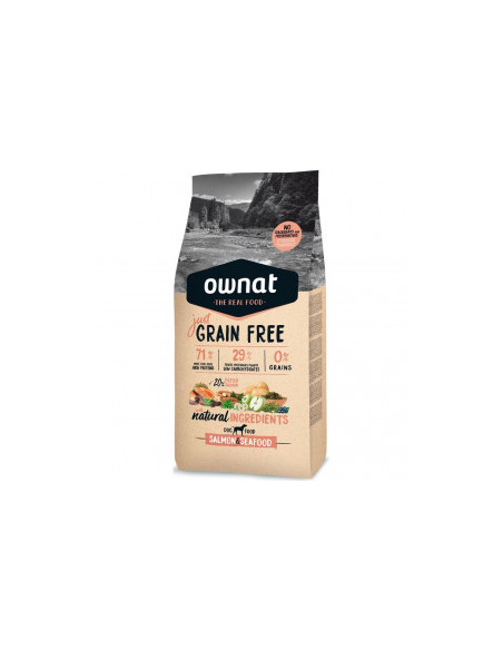 Натурална суха храна Ownat Adult Grain Free Salmon - Seаfood - БЕЗ зърнени култури за пораснали кучета от всички породи, със 