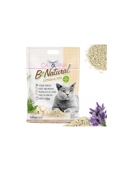 Соева котешка тоалетна Cat-Rina BeNatural ТОFU Lavander - висока абсорбация и стягащ ефект, с аромат на лавандула
