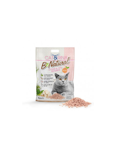 Соева котешка тоалетна Cat-Rina BeNatural ПРАСКОВА - Висока абсорбация и стягащ ефект, с аромат на праскова