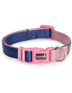 Двуцветен, текстилен нашийник за кучета Camon син/розов