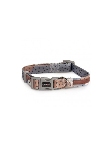 Стилен, текстилен нашийник за кучета Camon "Twill Dot" сив