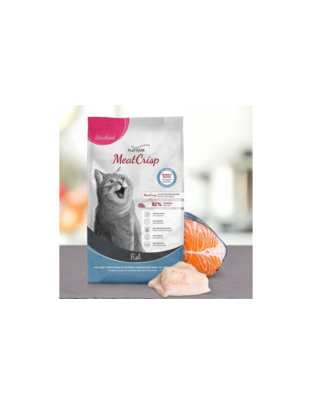 Пълноценна суха храна за кастрирани котки Platinum MeatCrisp Sterilised Fish с 82- Прясна Риба