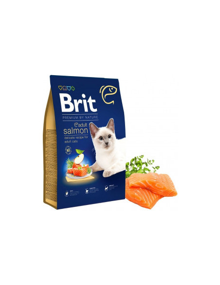Суха храна Brit Premium by Nature Cat - Adult Salmon - за котки над 12 месеца, със сьомга