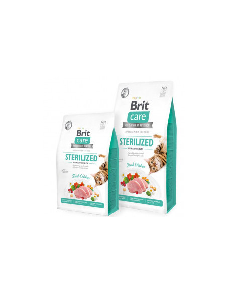 Пълноценна суха храна за кастрирани котки Brit Care Cat Grain-Free STERILIZED URINARY HEALTH със 26- прясно пилешко и зеленчу