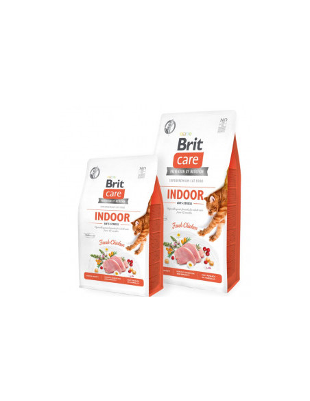 Пълноценна суха храна за котки живеещи в затворени пространства Brit Care Cat Grain-Free INDOOR ANTI-STRESS със 26- прясно пи