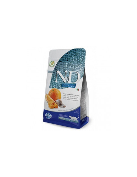 Храна за котка N-D CAT OCEAN ADULT PUMPKIN ,HERRING - ORANGE - тиква с херинга и портокал