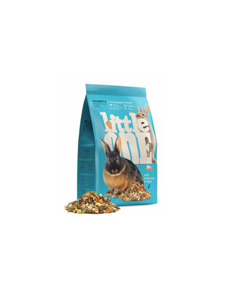 Здравословна храна за зайци над 6 месеца Little One Feed for rabbits с пелети от предовано, ливадно сено, моркови и рожков