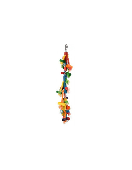 Играчка за папагали Flamingo RAINBOW ELI 53 см - дълга, висяща, цветна с възли