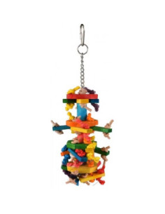 Играчка за папагали Flamingo RAINBOW ACE 27 см - многоцветна, дървена с възли