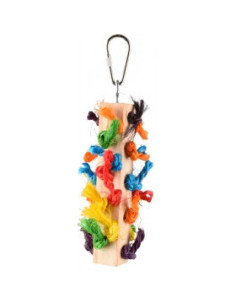 Дървена играчка за папагали Flamingo RAINBOW DIO 17 см - с цветни възли