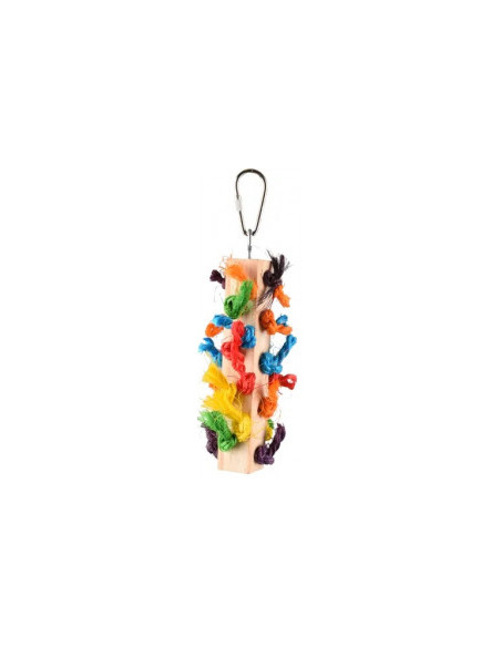Дървена играчка за папагали Flamingo RAINBOW DIO 17 см - с цветни възли