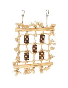 Играчка за папагали Flamingo BBQ ROPE WEB - плетена мрежа с дървени елементи