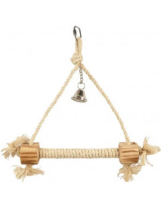 Триъгълна люлка за папагали Flamingo - с въжета и звънче